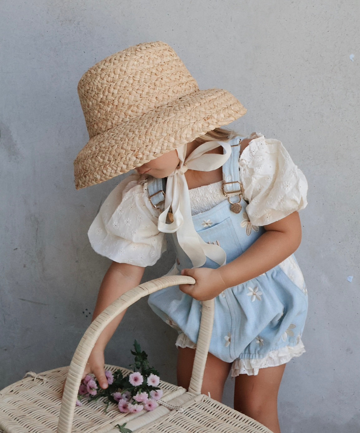 PREORDER ~ Denim Daisy Bubble Overalls