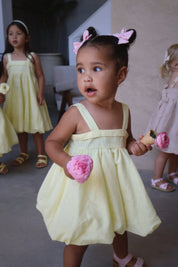 Lemon Bubble Linen Dress