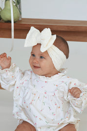 Cream Baby Head Bow