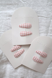 Pink Gingham Clip Set