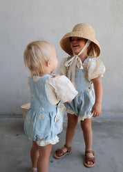 PREORDER ~ Denim Daisy Bubble Overalls